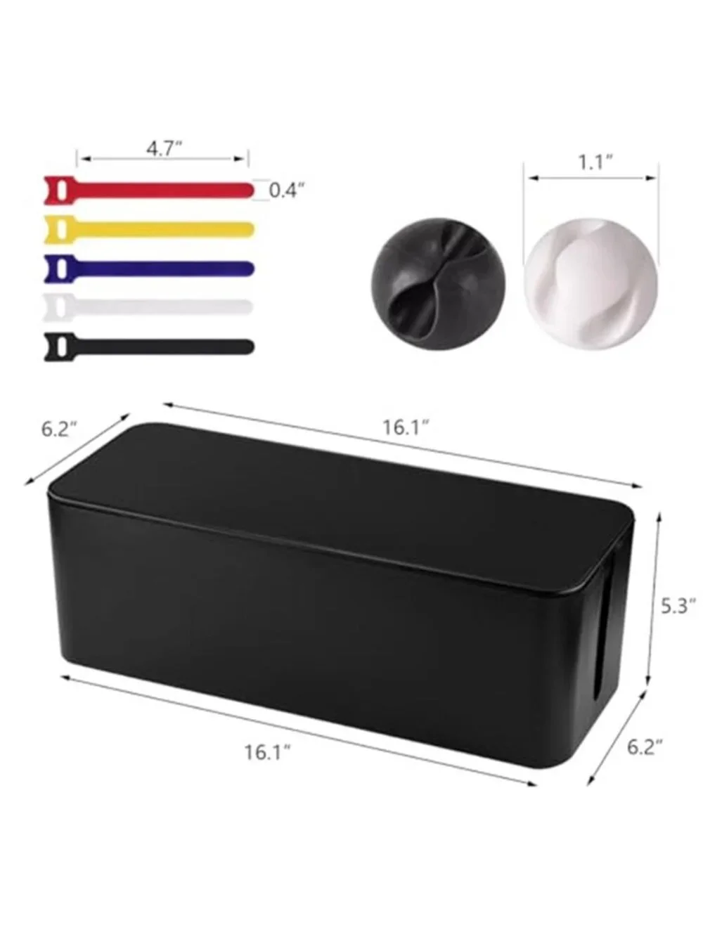 Cable Management Box Cord Organizer Power Strip Wire Storage Box Black Large
